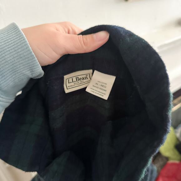 L.L.Bean Green & Black Sleep Flannel Men's XL 100% Cotton - Picture 5 of 5